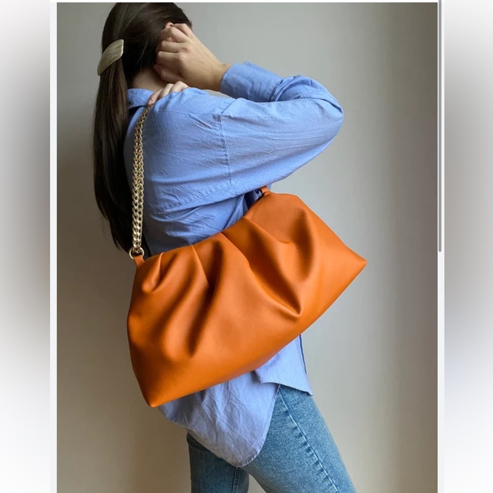 NWT SIENNA Shoulder Clutch Orange Pouch Purse From Akita